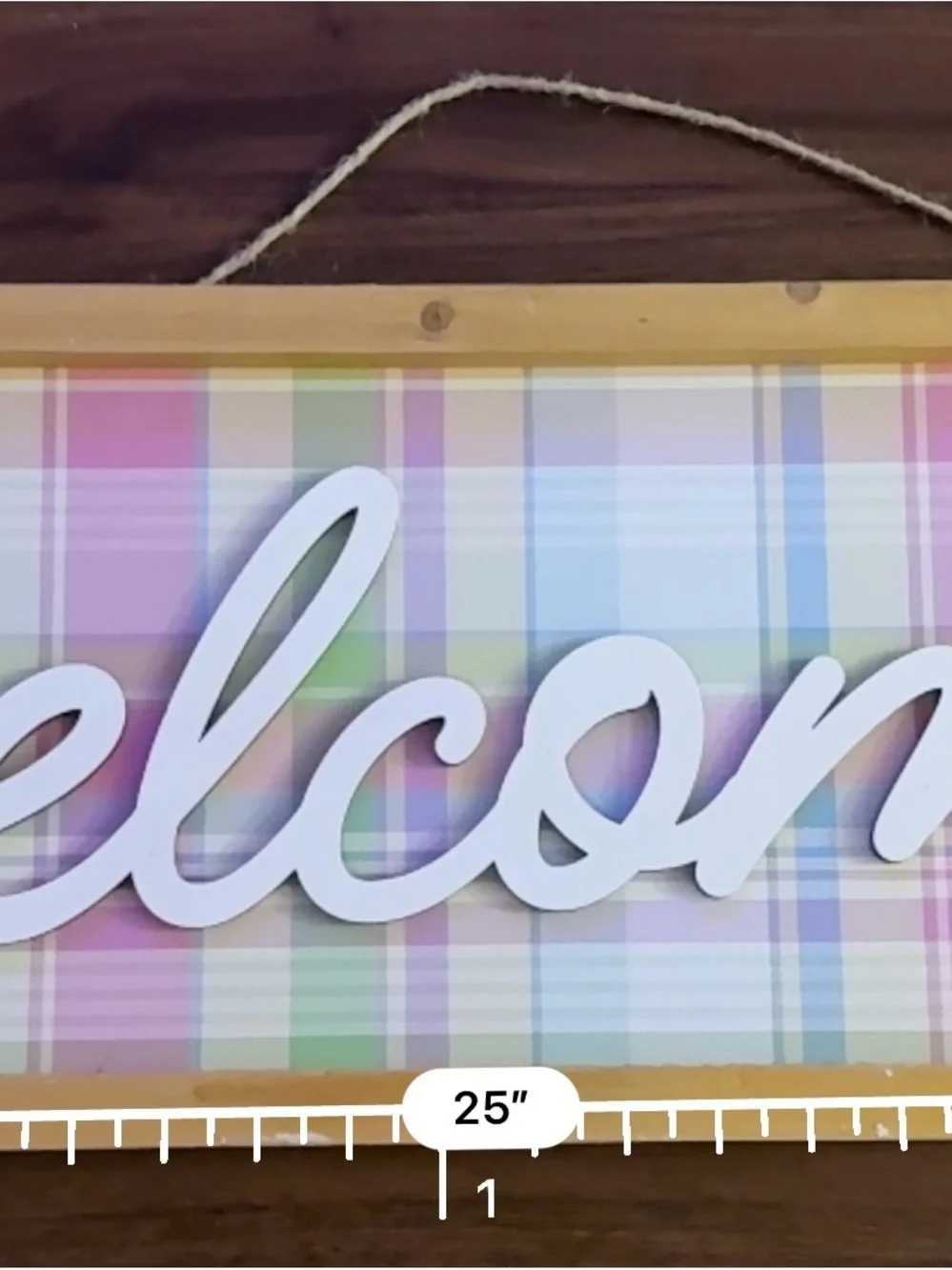 Welcome Plaid Wall Sign in Pastel Colors - Unbranded